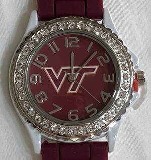 Virginia Tech Hokies Ladies Crystals Watch, Gift for Her Mom Anniversary, NCAA